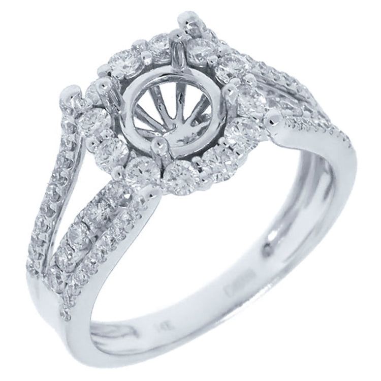 0.94ct 14k White Gold Diamond Semi-mount Ring