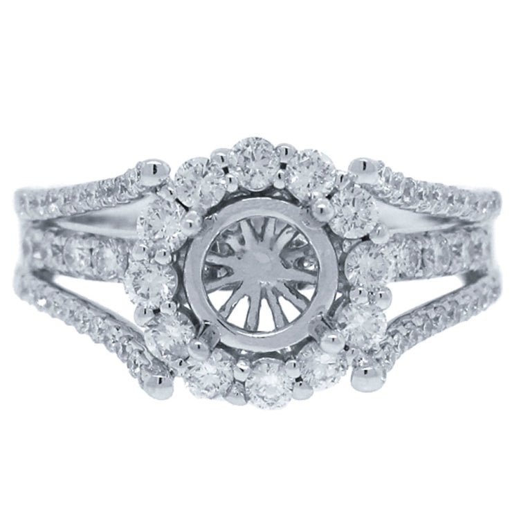 0.94ct 14k White Gold Diamond Semi-mount Ring