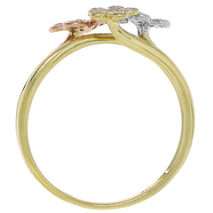 0.22ct 14k Three-tone Gold Diamond Flower Ring