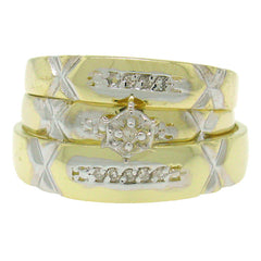 0.10ct 14k Yellow Gold Diamond Trio Set Illusion