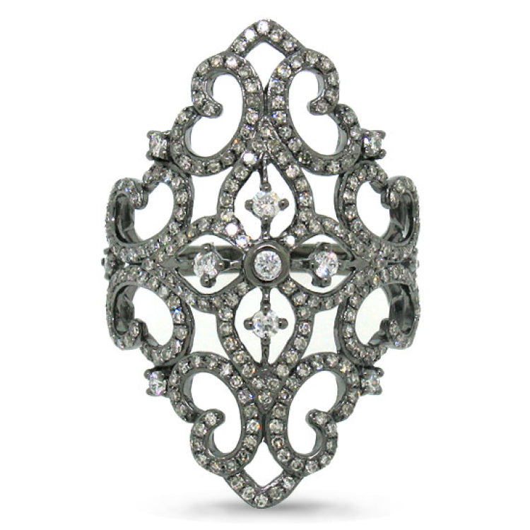 0.95ct 14k Black Rhodium Gold Diamond Lady's Ring