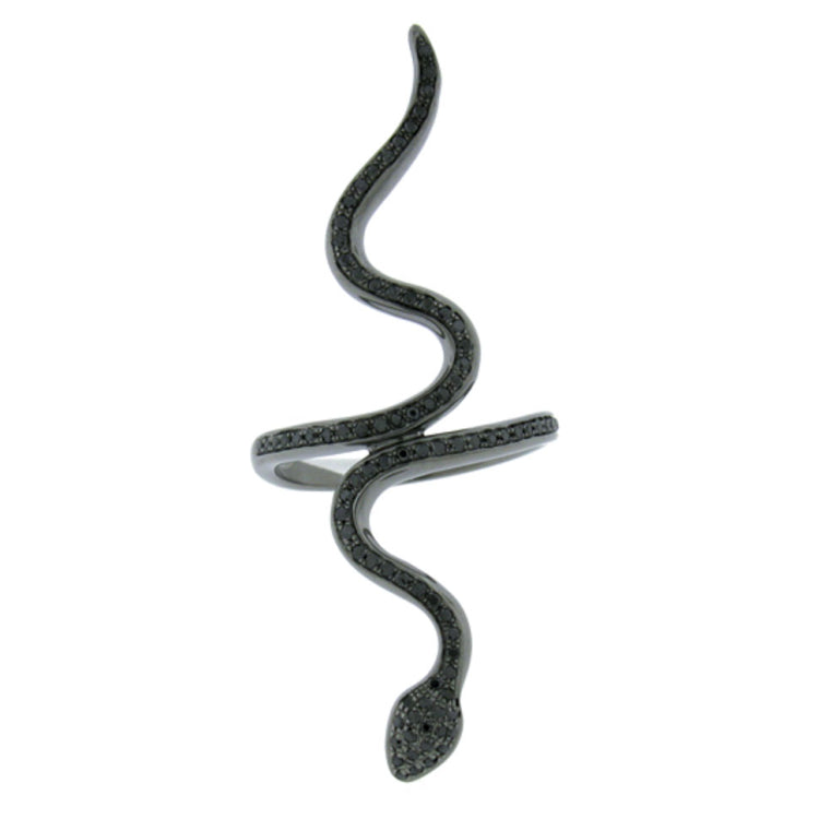 0.33ct 14k Black Rhodium Black Diamond Snake Ring