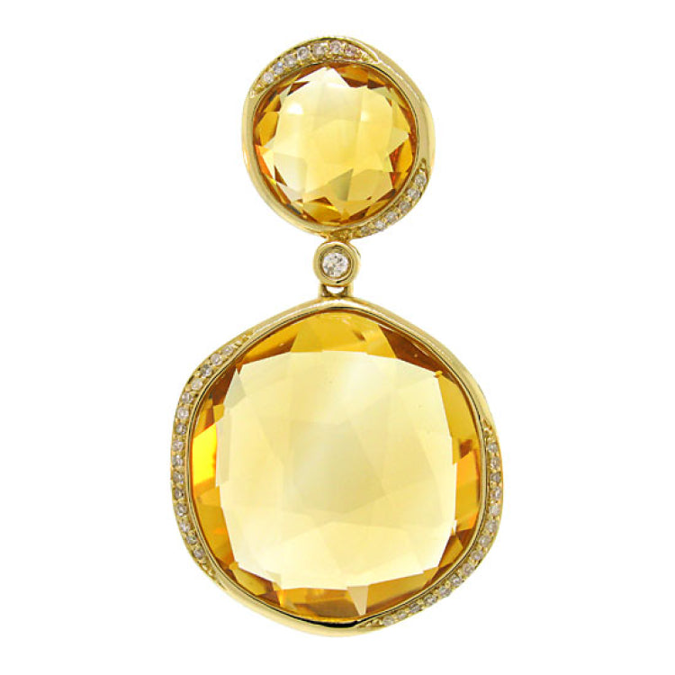 0.18ct Diamond & 27.62ct Citrine 14k Yellow Gold Pendant