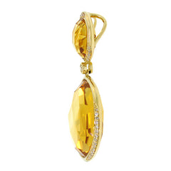 0.18ct Diamond & 27.62ct Citrine 14k Yellow Gold Pendant