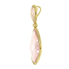 0.18ct Diamond & 24.31ct Rose Quartz 14k Yellow Gold Pendant