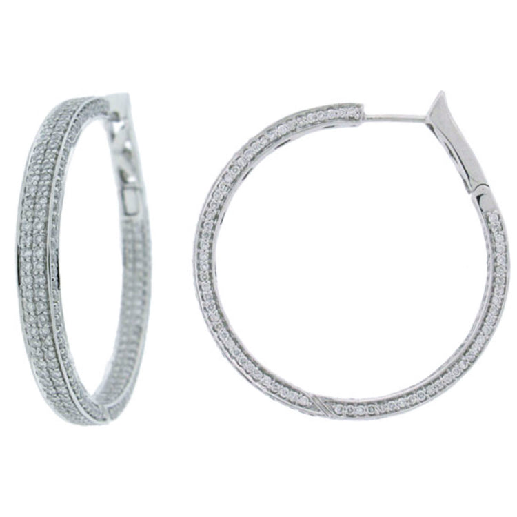 4.50ct 14k White Gold Diamond Hoop Pave Earring
