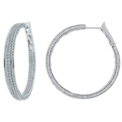 4.50ct 14k White Gold Diamond Hoop Pave Earring
