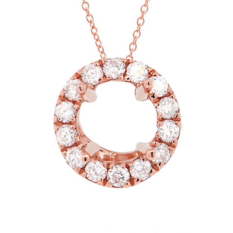 0.09ct 14k Rose Gold Diamond Semi-mount Pendant