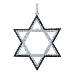 1.95ct 14k White Gold Black & White Diamond Star Of David Necklace