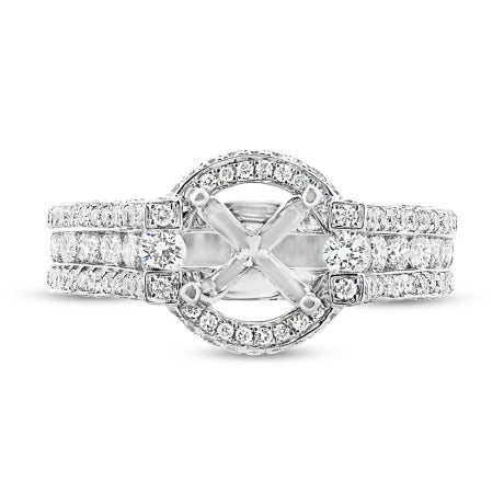 1.80ct 18k White Gold Diamond Semi-mount Ring Size 5
