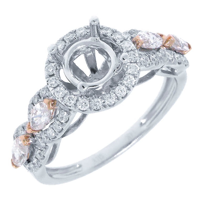 0.77ct 14k Two-tone Rose Gold Diamond Semi-mount Ring
