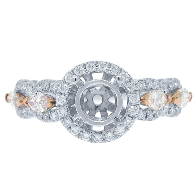 0.77ct 14k Two-tone Rose Gold Diamond Semi-mount Ring