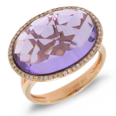 0.17ct Diamond & 10.26ct Amethyst 14k Rose Gold Ring