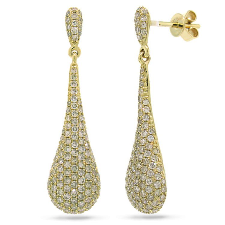 1.51ct 14k Yellow Gold Diamond Pave Earring