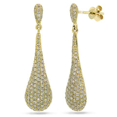 1.51ct 14k Yellow Gold Diamond Pave Earring