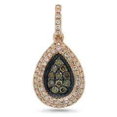 0.33ct 14k Rose Gold White & Champagne Diamond Pendant