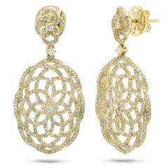 2.18ct 14k Yellow Gold Diamond Lace Earring