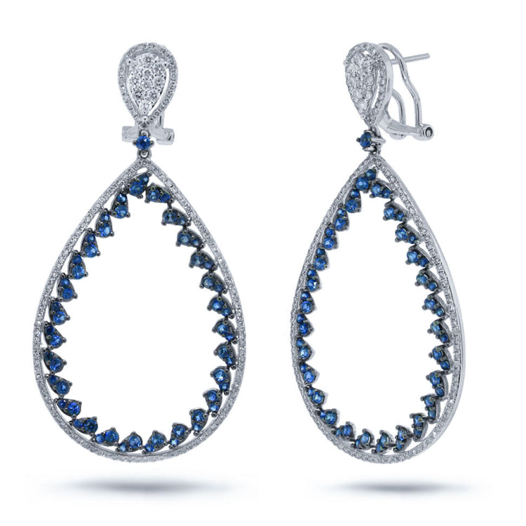 1.46ct Diamond & 3.03ct Blue Sapphire 14k White Gold Earring
