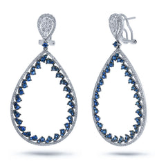 1.46ct Diamond & 3.03ct Blue Sapphire 14k White Gold Earring