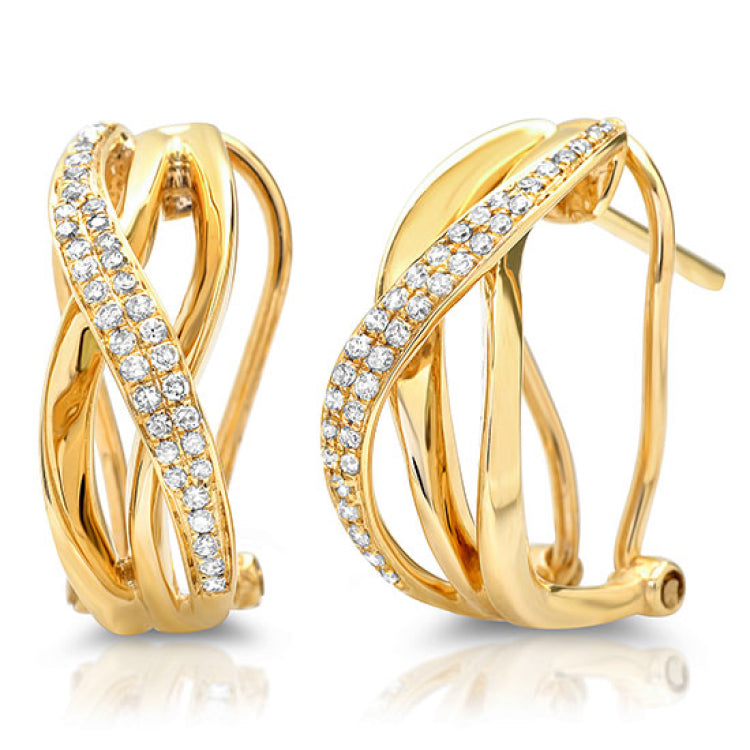0.27ct 14k Yellow Gold Diamond Bridge Earring