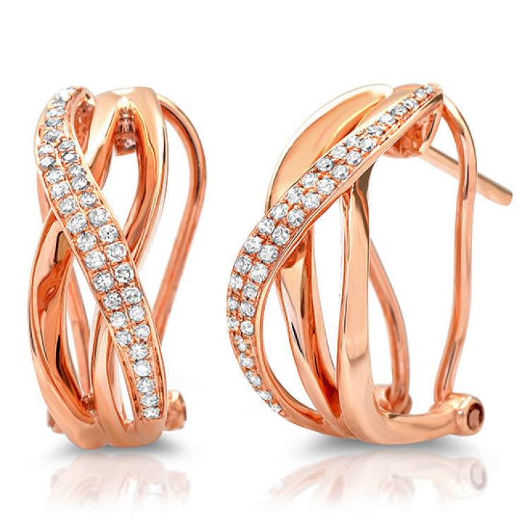 0.27ct 14k Rose Gold Diamond Bridge Earring