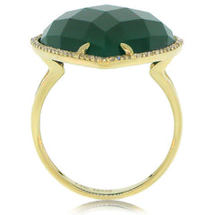 0.22ct Diamond & 16.79ct Green Agate 14k Yellow Gold Ring