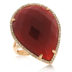0.22ct Diamond & 16.79ct Red Agate 14k Rose Gold Ring