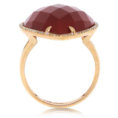 0.22ct Diamond & 16.79ct Red Agate 14k Rose Gold Ring