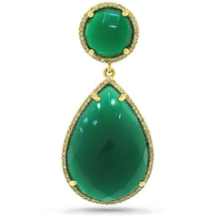 0.35ct Diamond & 23.46ct Green Agate 14k Yellow Gold Pendant