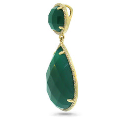 0.35ct Diamond & 23.46ct Green Agate 14k Yellow Gold Pendant