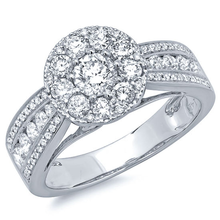 1.25ct 14k White Gold Diamond Cluster Engagement Ring