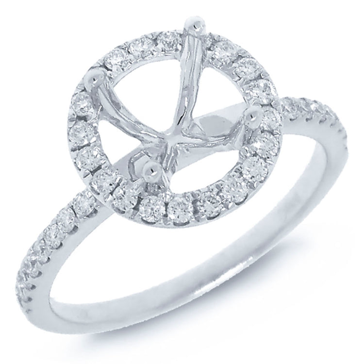0.36ct 18k White Gold Diamond Semi-mount Ring for 1.50ct Center