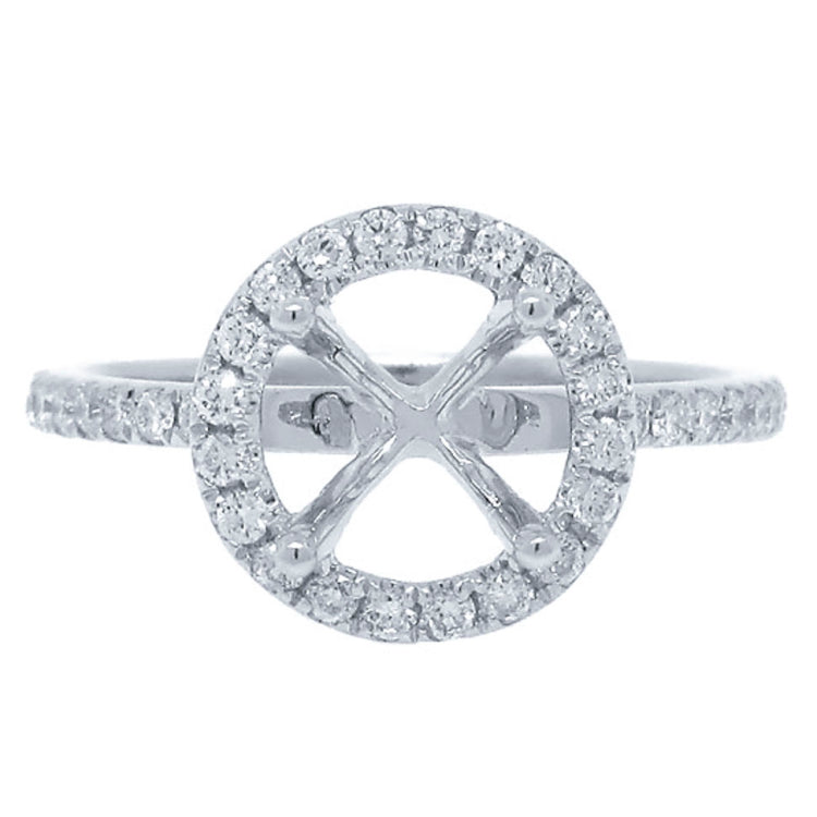 0.36ct 18k White Gold Diamond Semi-mount Ring for 1.50ct Center