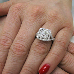 1.05ct 14k White Gold Diamond Cluster Engagement Ring