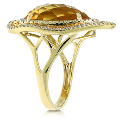 0.60ct Diamond & 9.17ct Citrine & Yellow Sapphire 14k Yellow Gold Ring