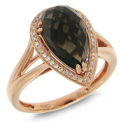 0.11ct Diamond & Smokey Quartz 14k Rose Gold Ring