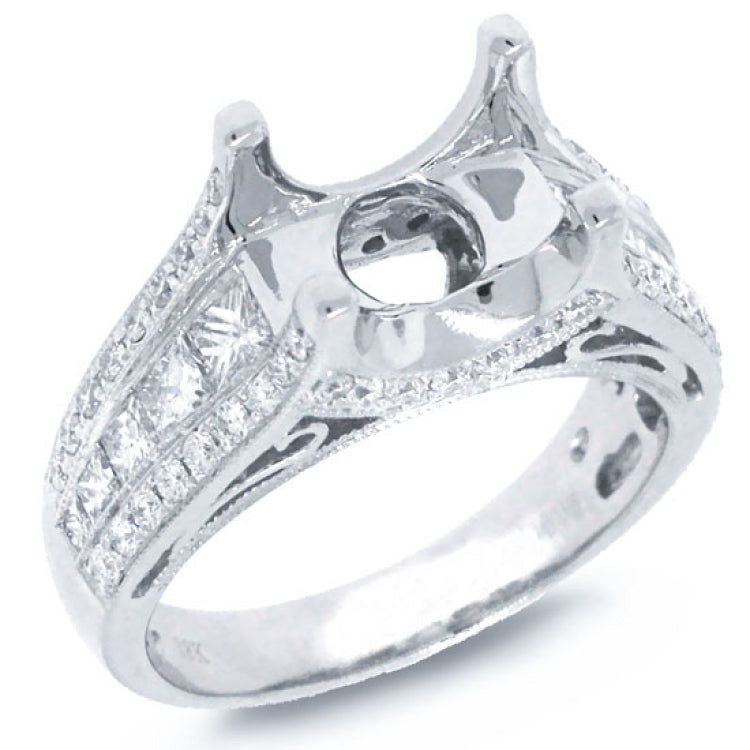 0.86ct 18k White Gold Diamond Semi-mount Ring
