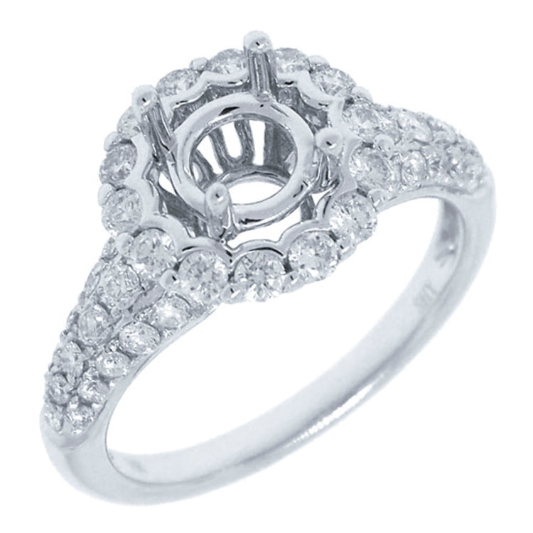 0.87ct 18k White Gold Diamond Semi-mount Ring