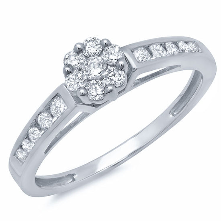 0.34ct 14k White Gold Diamond Cluster Ring