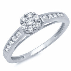 0.34ct 14k White Gold Diamond Cluster Ring