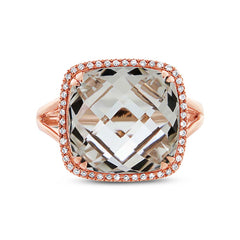 0.12ct Diamond & 11.48ct White Topaz 14k Rose Gold Ring