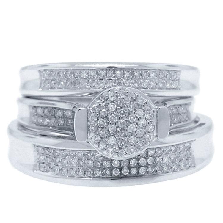 0.39ct 14k White Gold Diamond Trio Set Pave