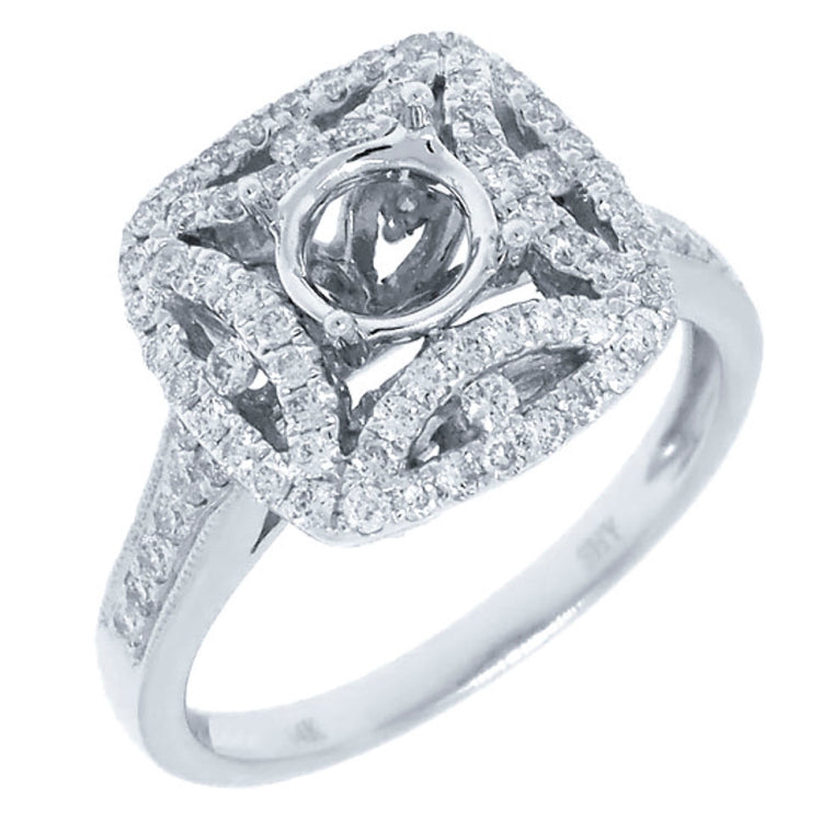 0.66ct 14k White Gold Diamond Semi-mount Ring