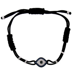 0.13ct Diamond & 0.22ct Blue Sapphire 14k White Gold Eye Bracelet