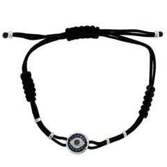 0.10ct Diamond & 0.20ct Blue Sapphire 14k White Gold Eye Bracelet