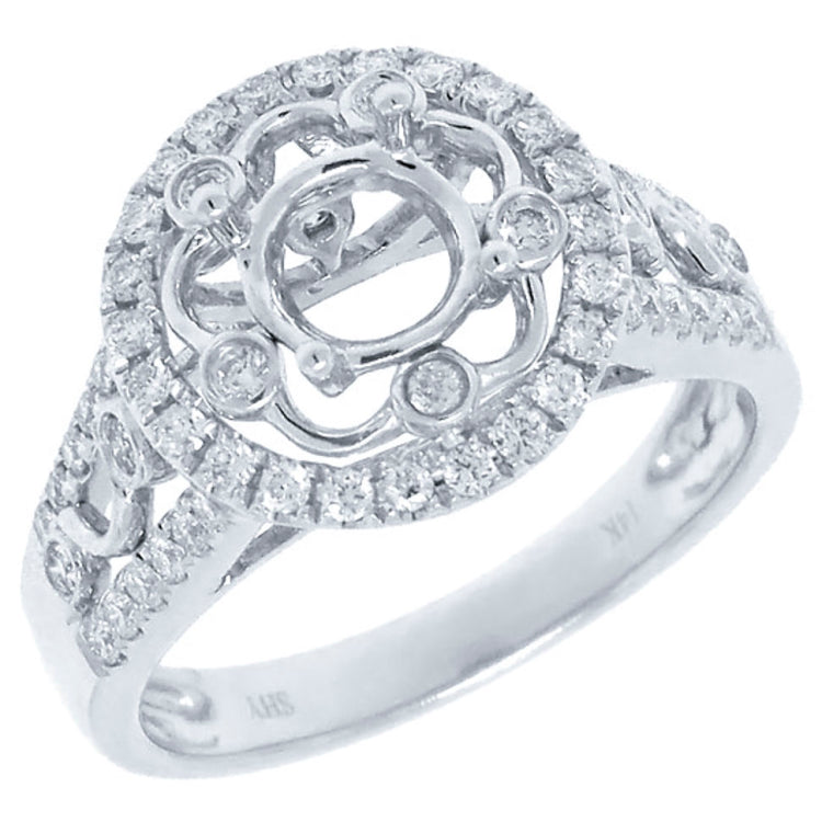 0.52ct 14k White Gold Diamond Semi-mount Ring