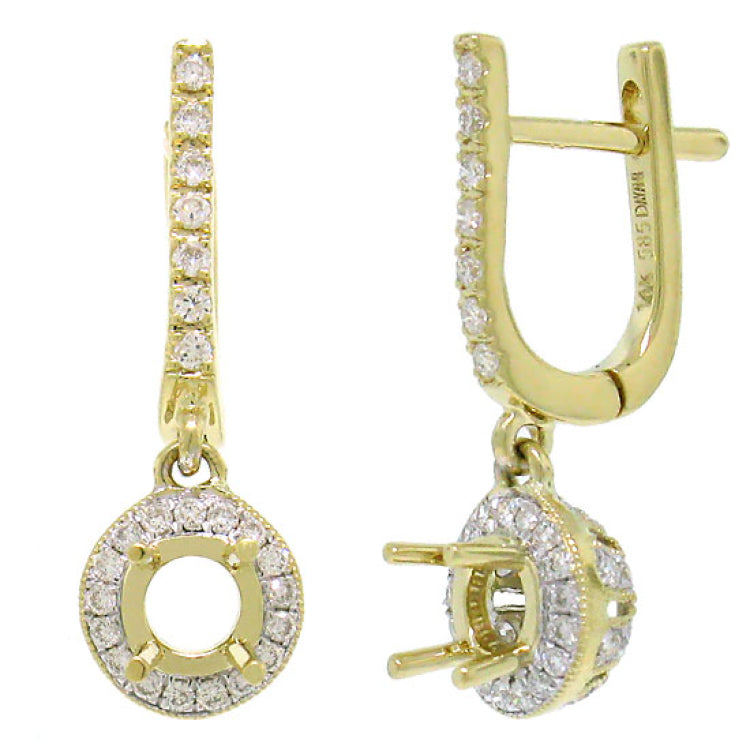 0.39ct 14k Yellow Gold Diamond Semi-mount Earring
