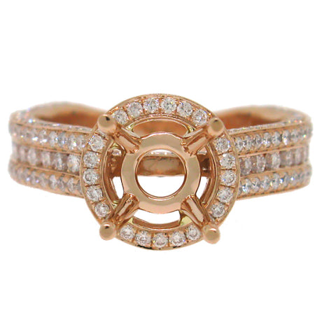 1.60ct 18k Rose Gold Diamond Semi-mount Ring
