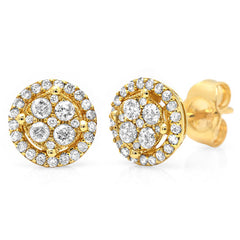 0.45ct 14k Yellow Gold Diamond Cluster Stud Earring
