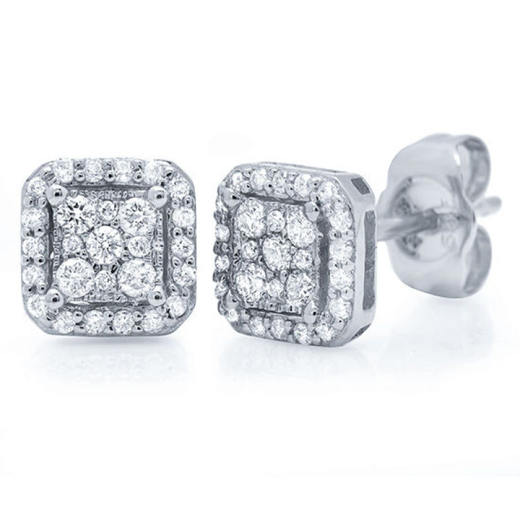 0.22ct 14k White Gold Diamond Square Stud Earring